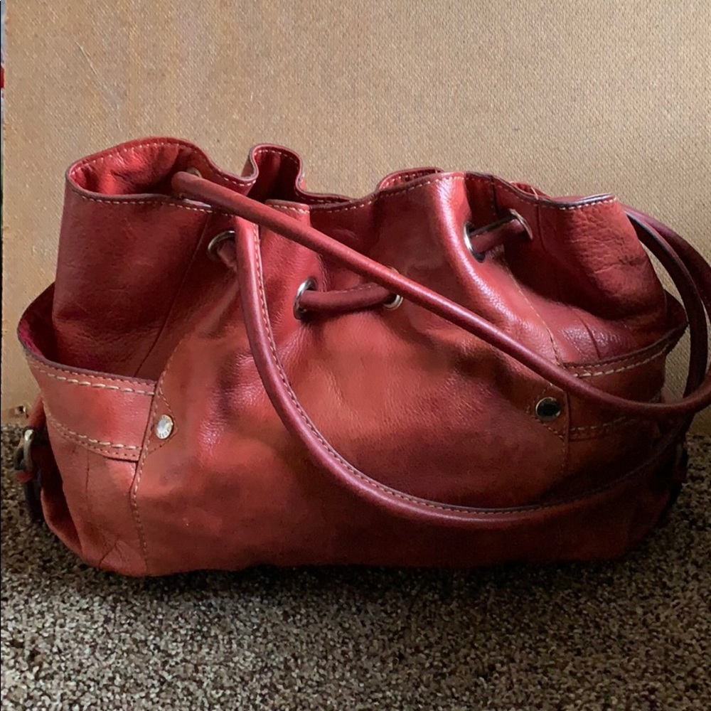 Fossil five pocket red genuine leather purse